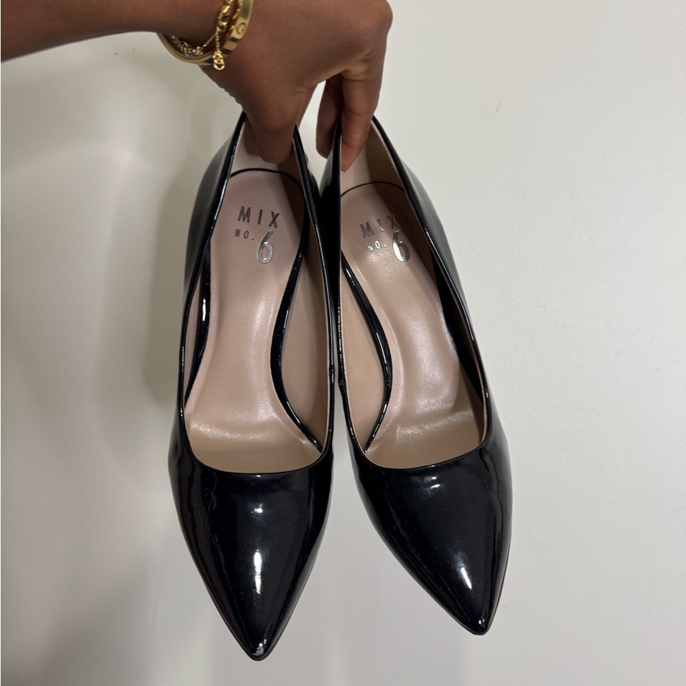 Mix No. 6 Black Patent Leather Stiletto Heels